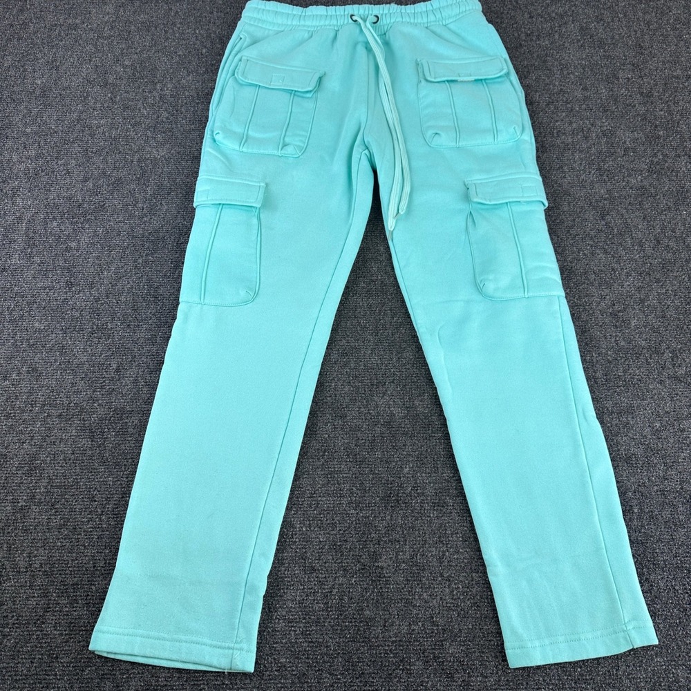 Reason‎ Mens L Teal Cargo Sweatpants Drawstring Pockets Streetwear Casual